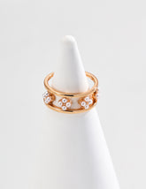 Anello Fiore S925 Placcato Oro 18k Perle Finte