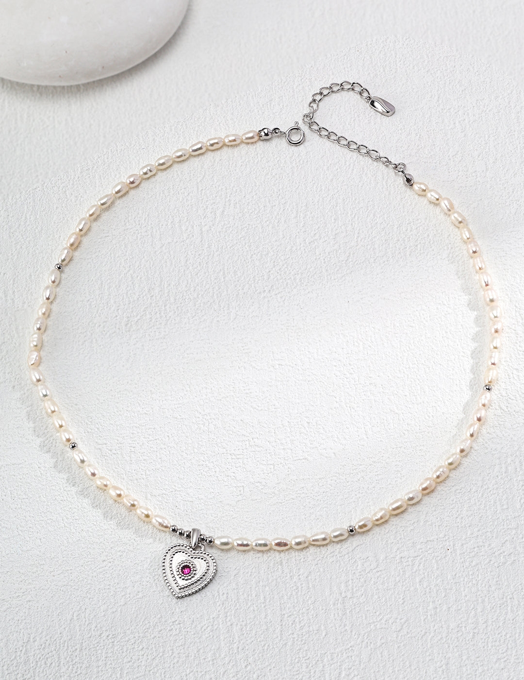 Collana Cuore S925 Placcato Oro 18k Perle naturali