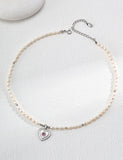 Collana Cuore S925 Placcato Oro 18k Perle naturali