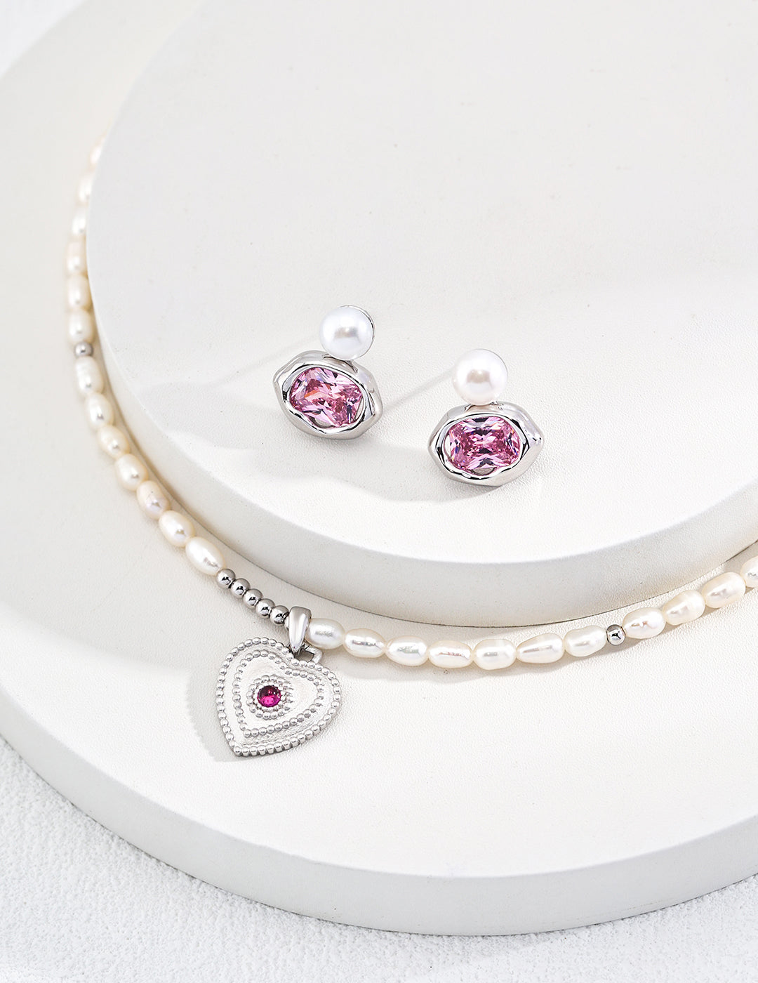 Collana Cuore S925 Placcato Oro 18k Perle naturali