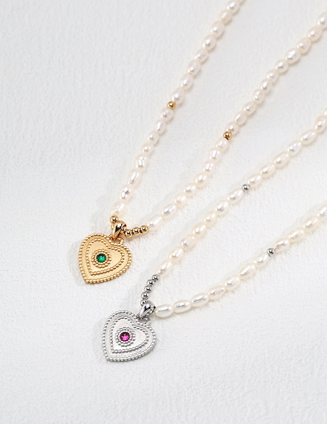 Collana Cuore S925 Placcato Oro 18k Perle naturali