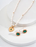 Collana Cuore S925 Placcato Oro 18k Perle naturali
