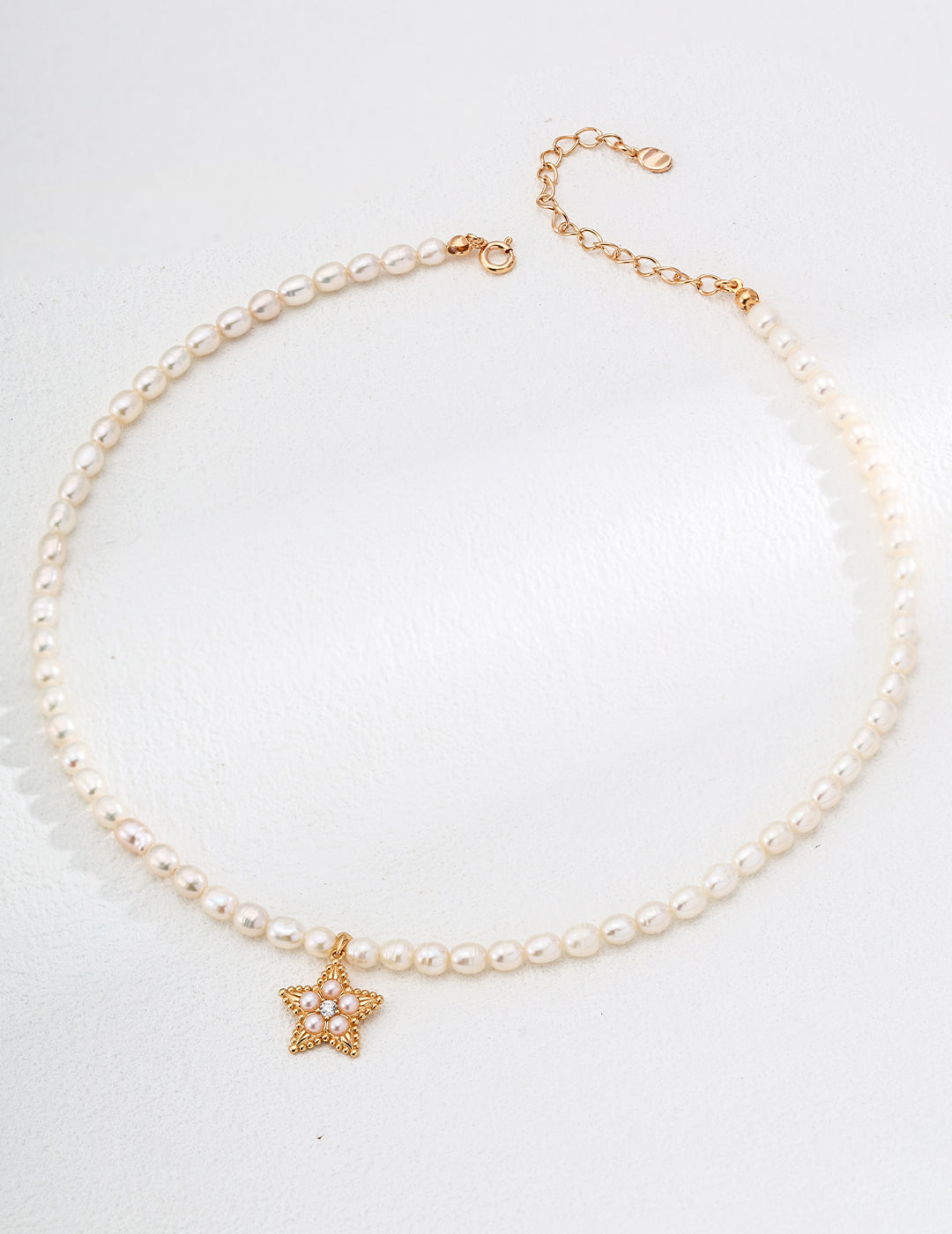 Collana Stella S925 Placcato Oro 18k Perle Naturali