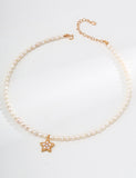 Collana Stella S925 Placcato Oro 18k Perle Naturali