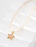 Collana Stella S925 Placcato Oro 18k Perle Naturali