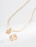 Collana Stella S925 Placcato Oro 18k Perle Naturali