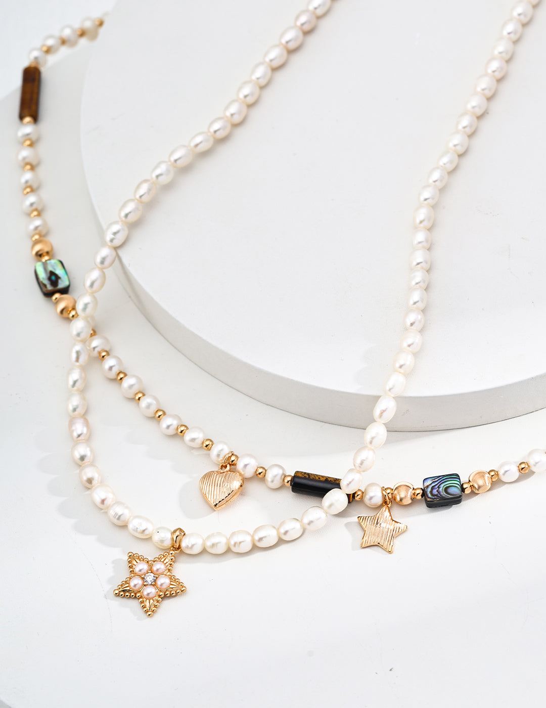 Collana Stella S925 Placcato Oro 18k Perle Naturali