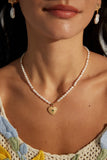 Collana Cuore S925 Placcato Oro 18k Perle naturali