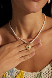 Collana Cuore S925 Placcato Oro 18k Perle naturali