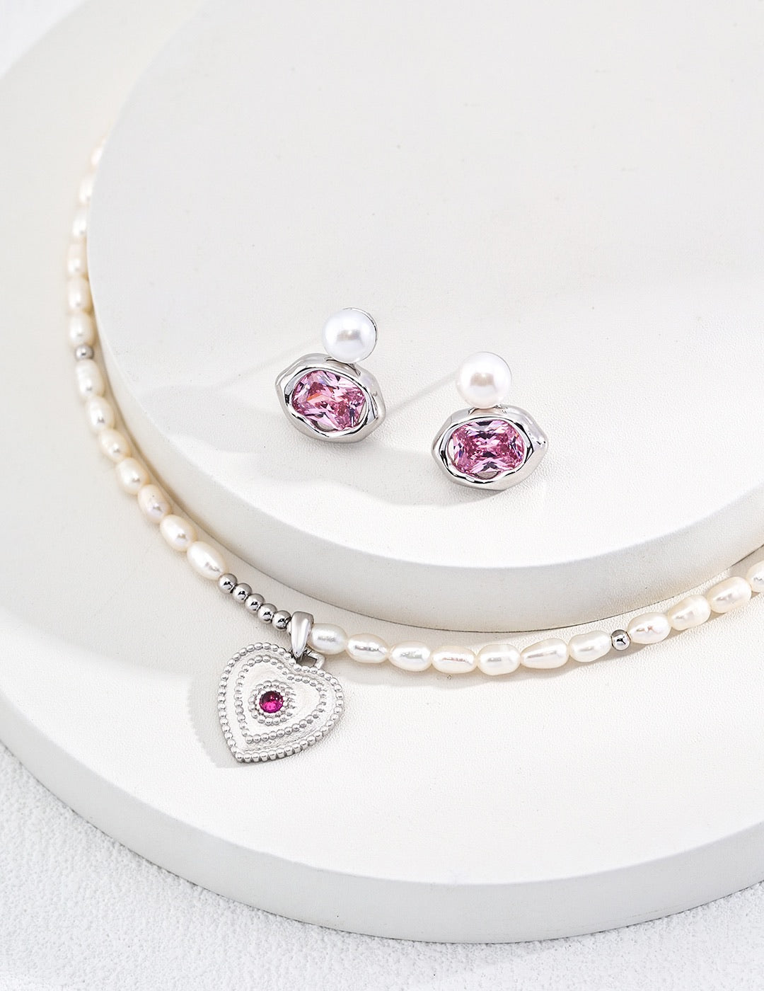 Collana Cuore S925 Placcato Oro 18k Perle naturali