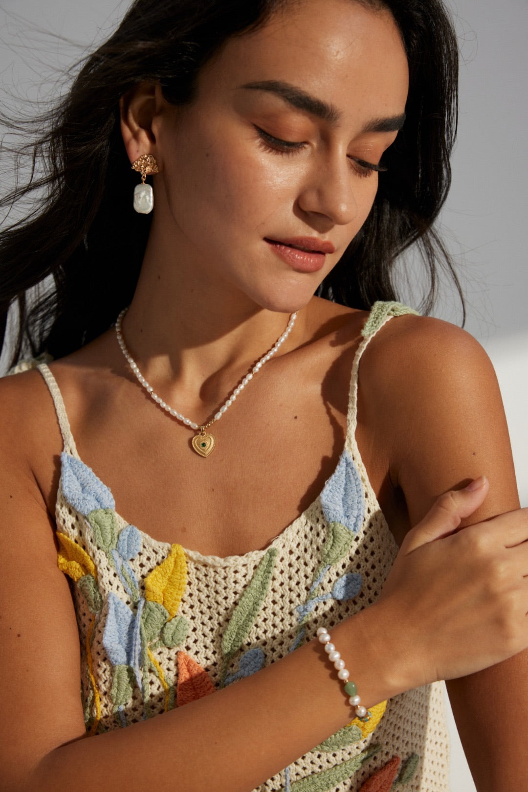 Collana Cuore S925 Placcato Oro 18k Perle naturali