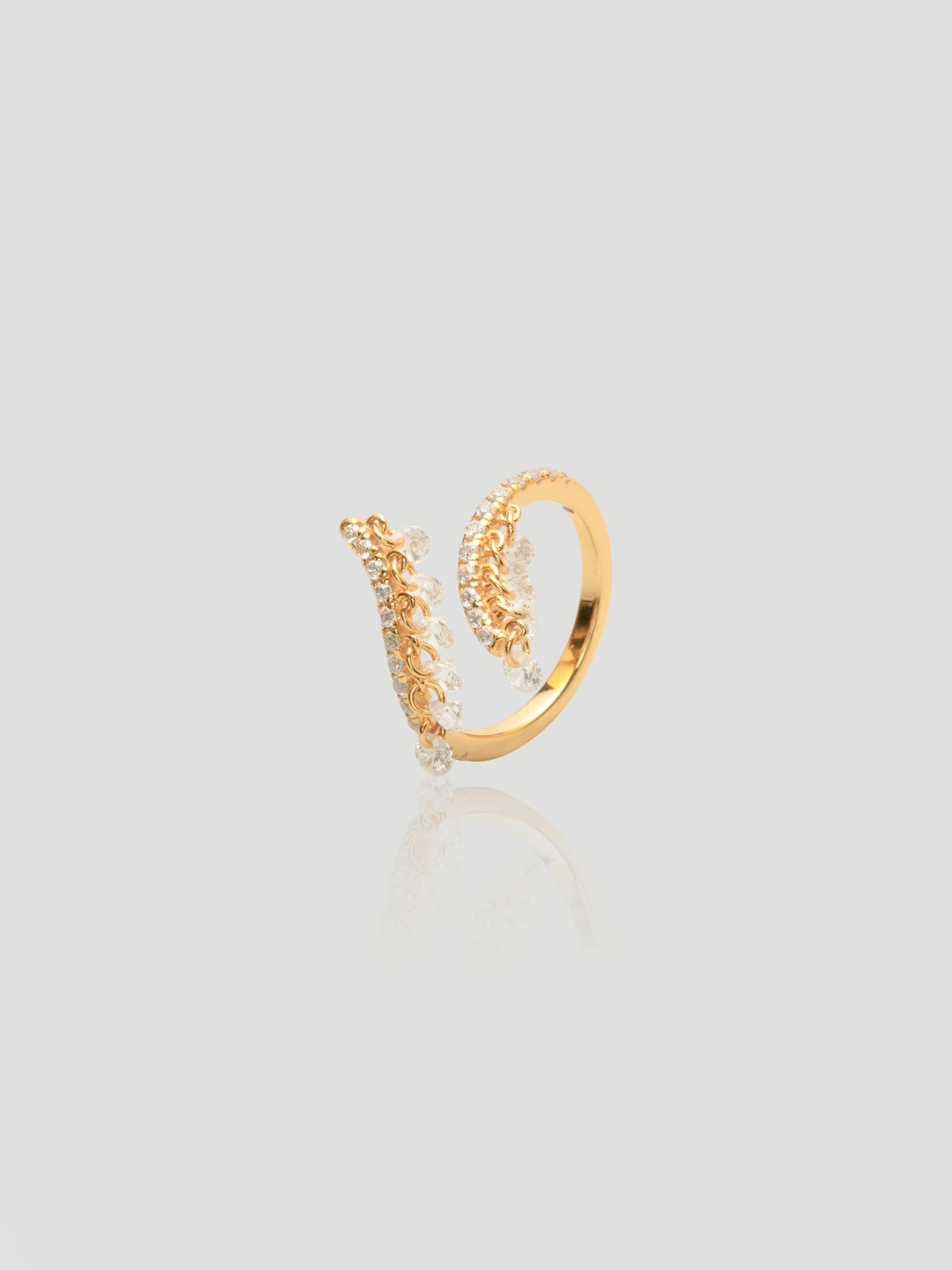 Anello Onda S925 Placcato Oro 18k Zirconi