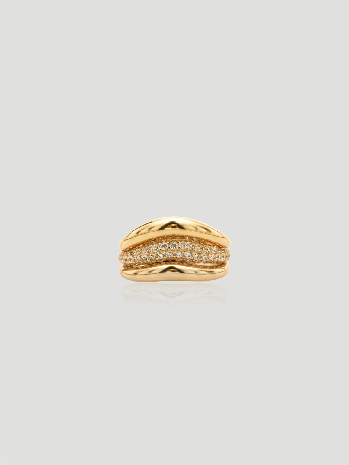 Anello Corona S925 Placcato Oro 18k Zirconi